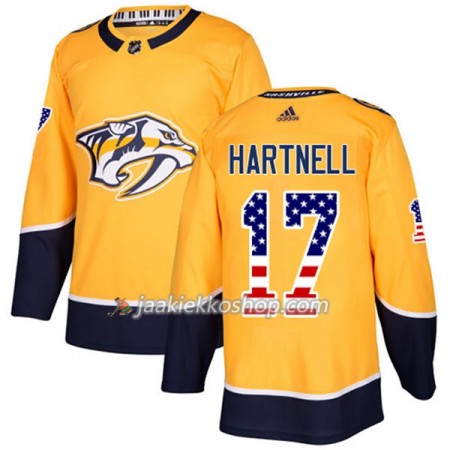 Miehille NHL Nashville Predators Pelipaita Scott Hartnell 17 Adidas 2017-2018 Kulta USA Flag Fashion Authentic
